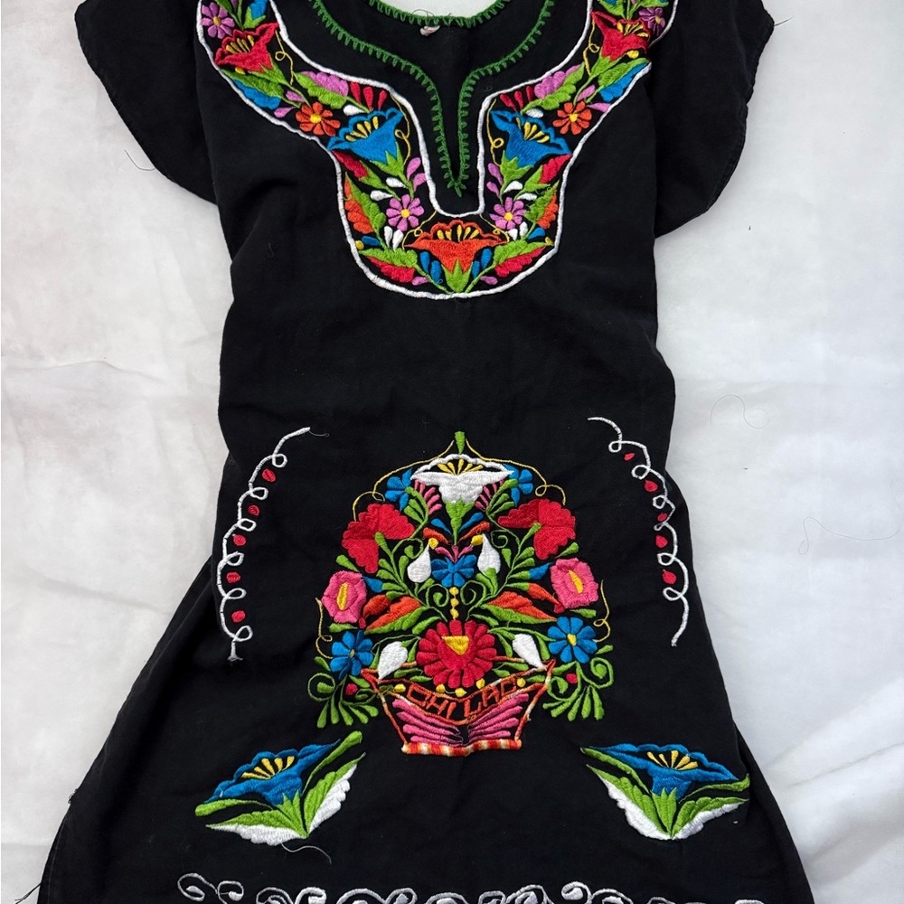 Black Embroidered Floral Dress